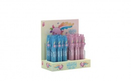 Golyóstoll display, 0,8 mm, nyomógombos, vegyes, ICO "Axolotl", kék